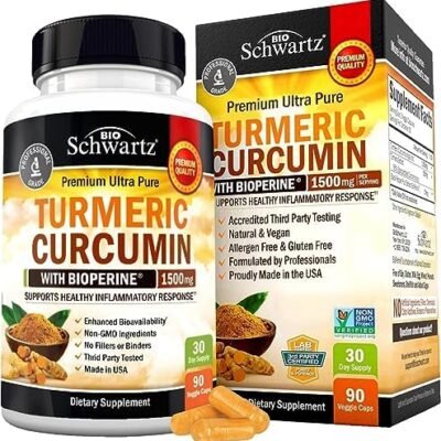 Turmeric Curcumin with Black Pepper Extract 1500mg - High Absorption Ultra Potent Turmeric Supplement with 95% Curcuminoids and BioPerine - Non GMO Turmeric Capsules for Joint Support - 90 Capsules