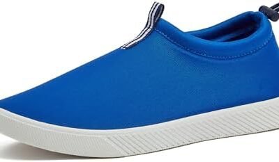 Lands' End Slip On Water Shoes for Women, Quick Dry Neoprene Sport Womens Water Shoes with Drainage Holes for Beach or Pool, Blue or Black Swim Shoes Women, Adult Size 6-11 Aqua Socks