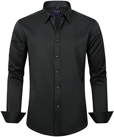 J.VER Men's Dress Shirts Solid Long Sleeve Stretch Wrinkle-Free Formal Shirt Business Casual Button Down Shirts