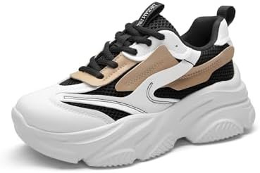 DREAM PAIRS Women's Platform Chunky Fashion Sneakers Walking Lace-Up Comfortable Dad Sneakers Workout Sport Work Casual Tennis Shoes