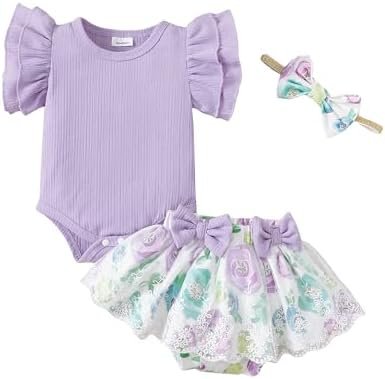 Mioglrie Preemie Clothes Girl Newborn Romper Shorts Set Floral Summer Outfits Infant Baby Clothes Girl