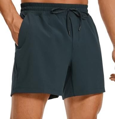 CRZ YOGA Men's Linerless Workout Shorts - 5'' Lightweight Quick Dry Running Sports Athletic Gym Shorts with Pockets