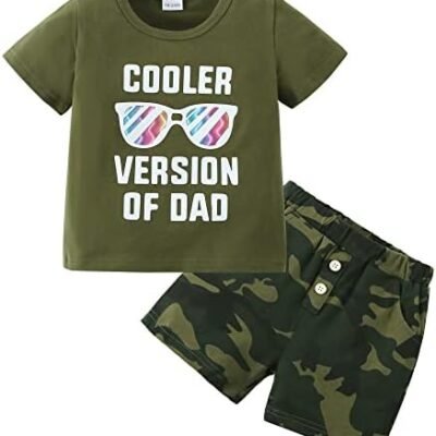 DISAUR Toddler Boy Clothes Baby Outfits, Little Boys Summer Letter Printed Short Sleeve With Pants 2PCS Clothing Set(1-5T)