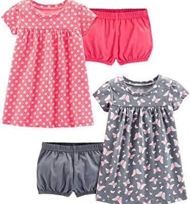 Simple Joys by Carter's Girls' Short-Sleeve and Sleeveless Dress Sets, Pack of 2